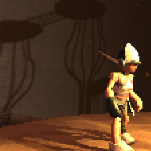 a woman stands on an eerily lit platform