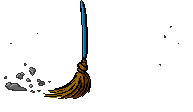 a broom, sweeping