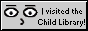 a button showing a mysterious face with the text: i visited the child library