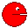 a red pacman facing right and chomping his mouth