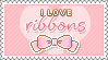 a stamp of a pink ribbon with the text: i like ribbons
